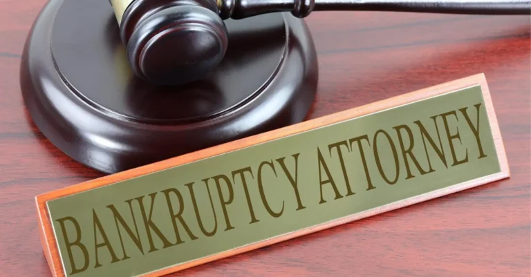 A gavel rests beside a desk nameplate that reads "BANKRUPTCY ATTORNEY," highlighting the expertise of a bankruptcy lawyer near me in chapter 7 bankruptcy and chapter 13 bankruptcy cases.
